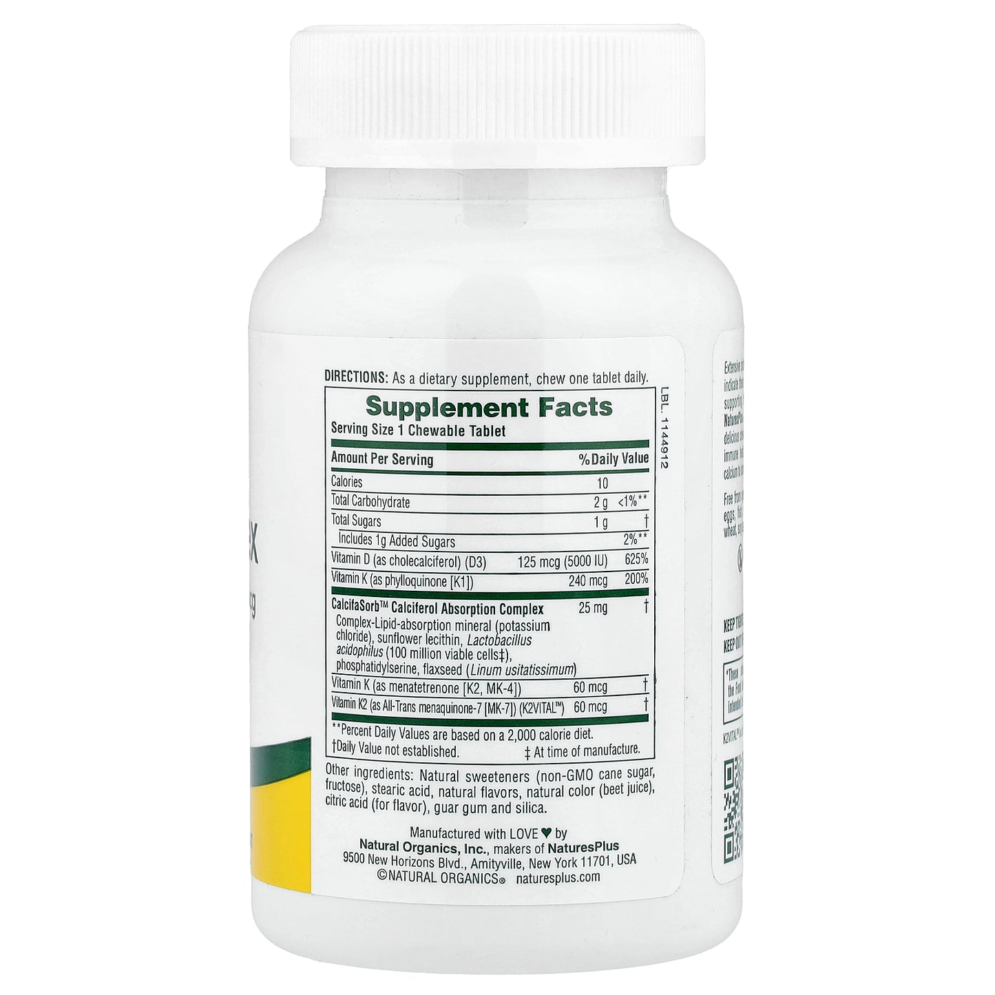 NaturesPlus, Chewable D & K Complex, Mixed Berry, 60 Tablets