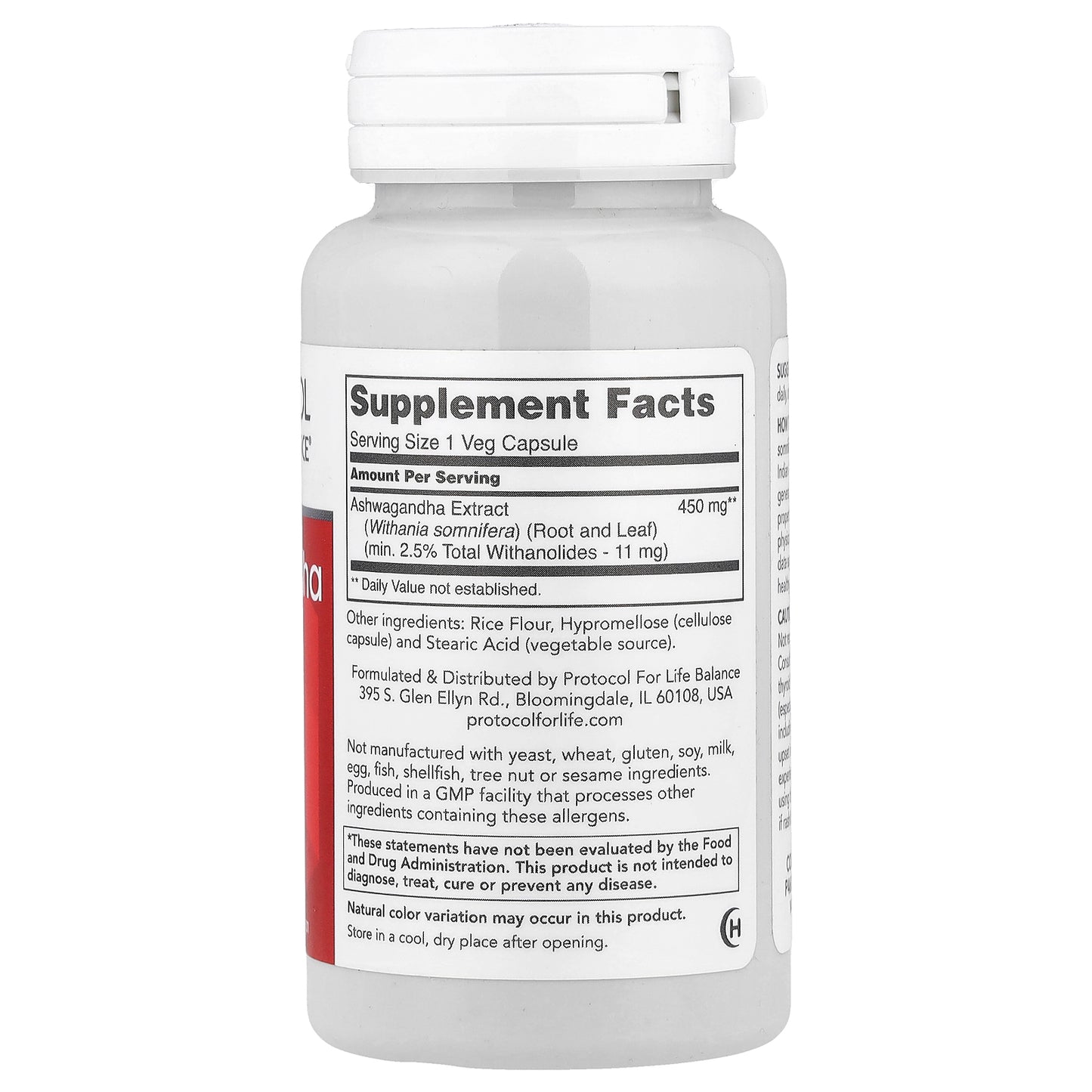 Protocol for Life Balance, Ashwagandha Extract, 450 mg , 90 Veg Capsules