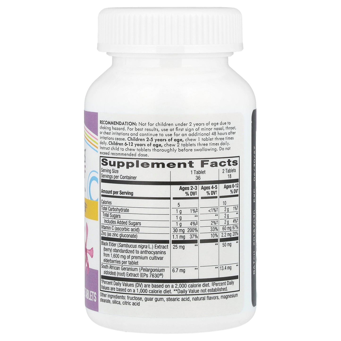 Nature's Way, Sambucus® Relief, Immune Support, For Kids Ages 2+, Berry, 36 Chewable Tablets