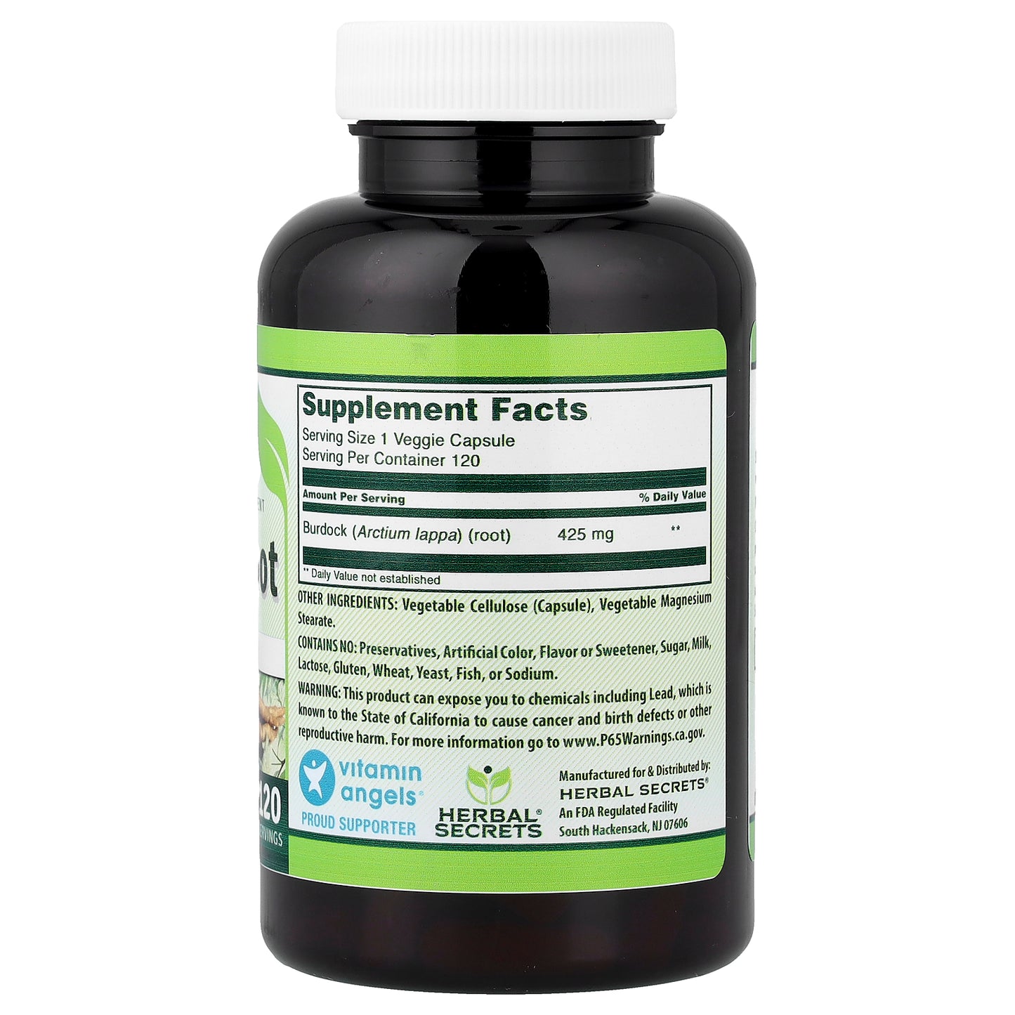 Herbal Secrets, Burdock Root, 425 mg, 120 Veggie Capsules