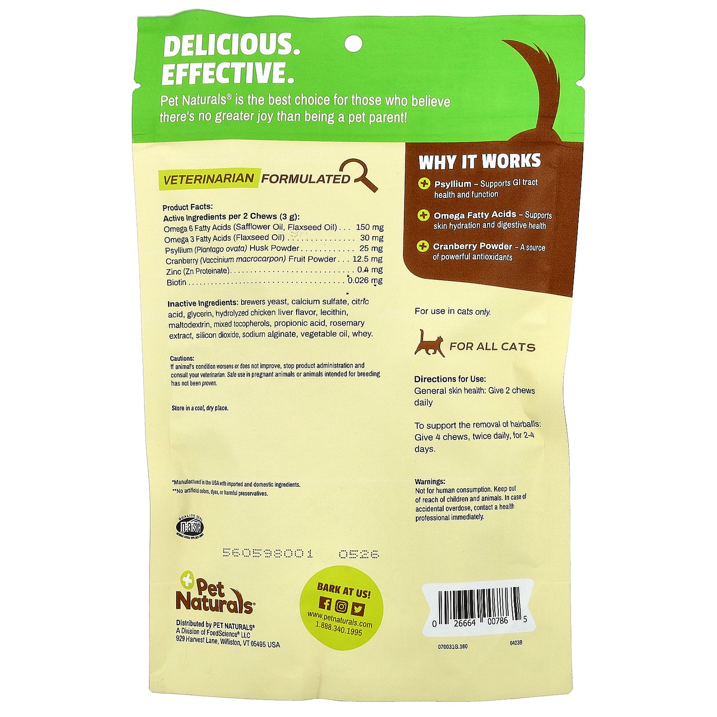 Pet Naturals, Hairball, For Cats, All Sizes, 160 Chews, 8.47 oz (240 g)