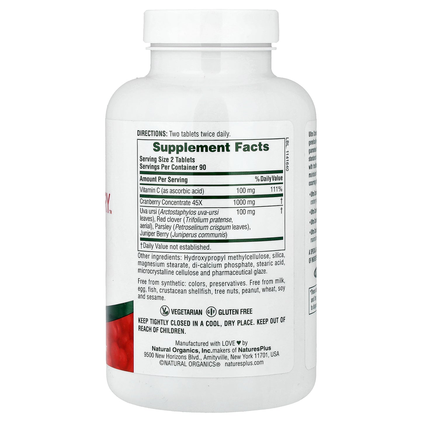 NaturesPlus, Ultra Cranberry™, Sustained Release, 180 Tablets