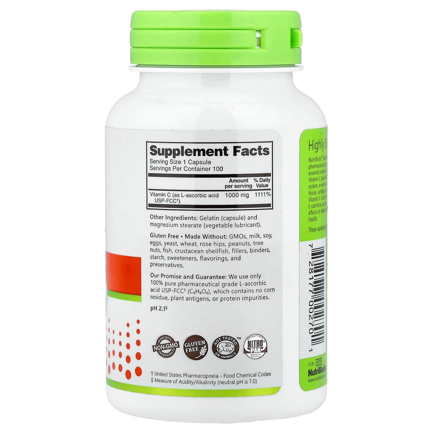 NutriBiotic, Immunity, Vitamin C, 1,000 mg, 100 Gluten Free Capsules