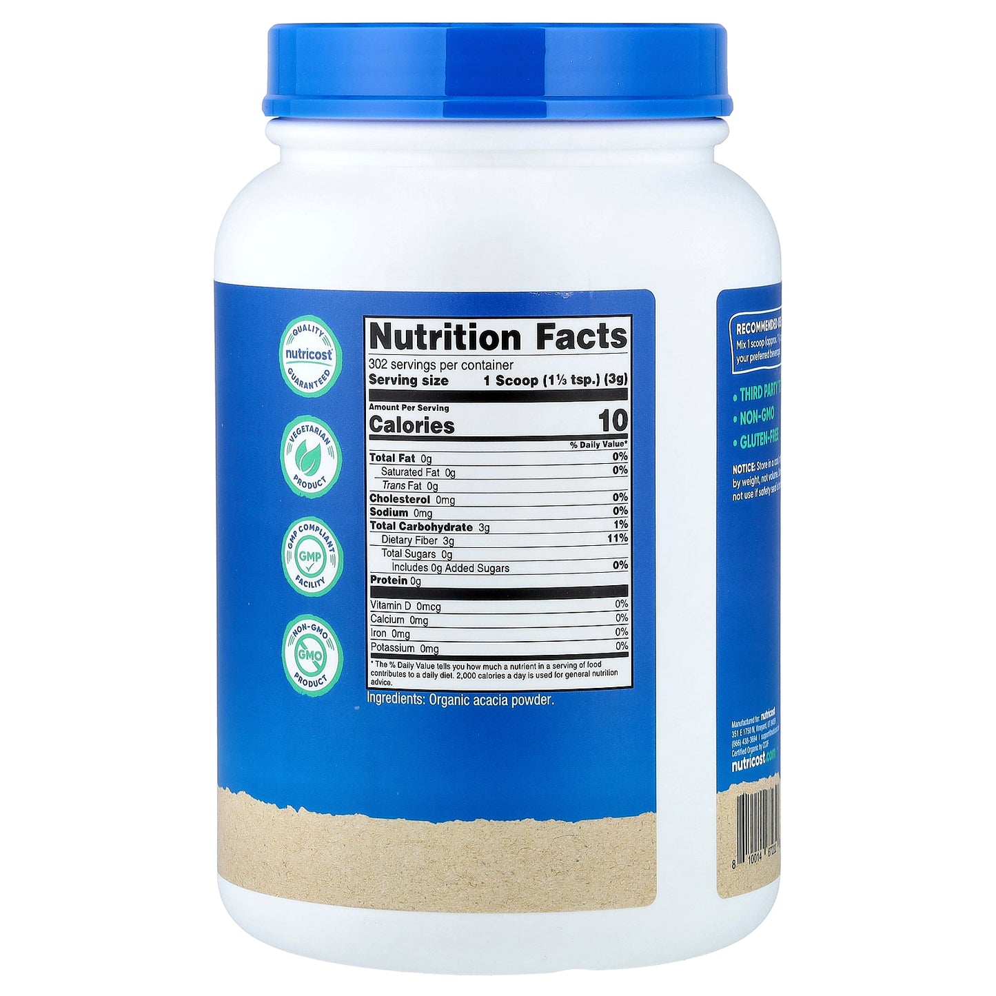 Nutricost, Organic Acacia Fiber Powder, Unflavored, 32.4 oz (907 g)
