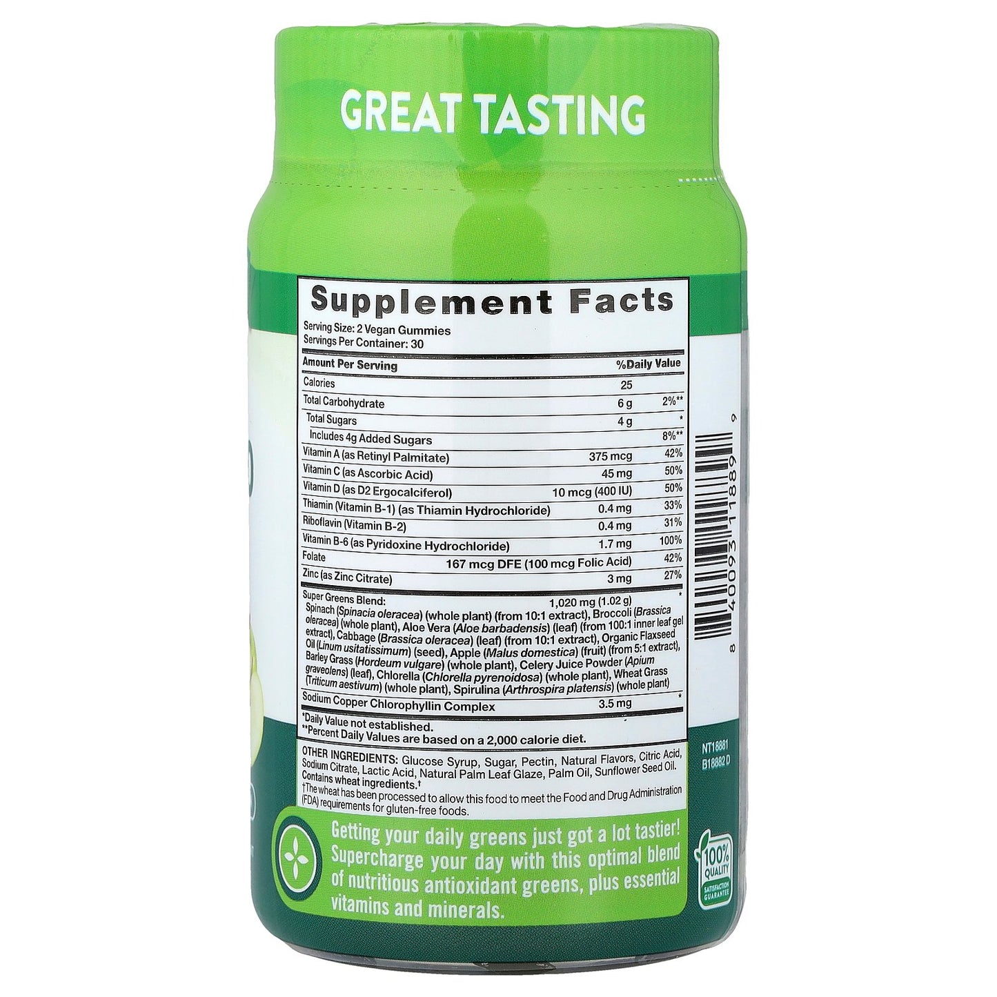 Nature's Truth, Superfood, Super Greens 10 Gummies, Natural Apple, 60 Gummies