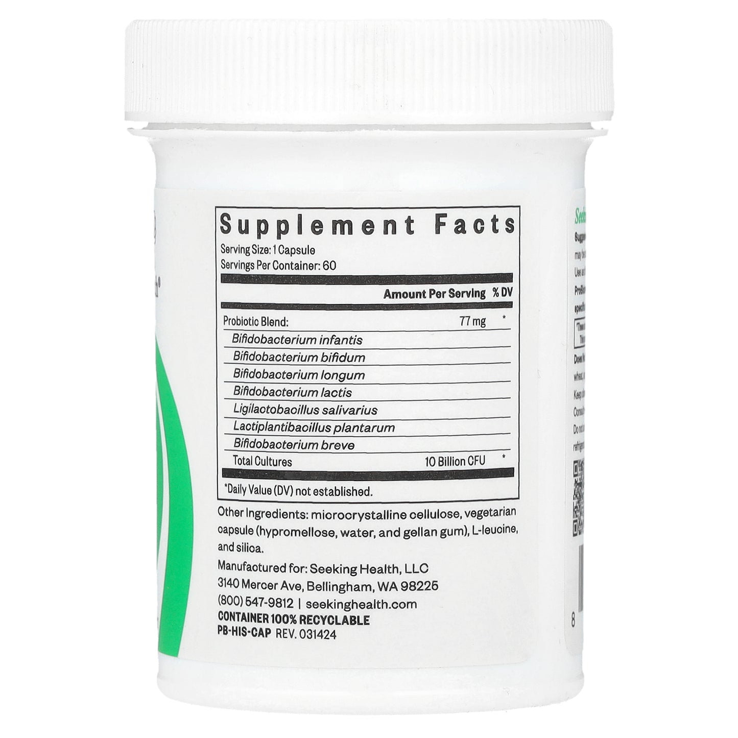 Seeking Health, ProBiota HistaminX, 10 Billion CFU, 60 Vegetarian Capsules