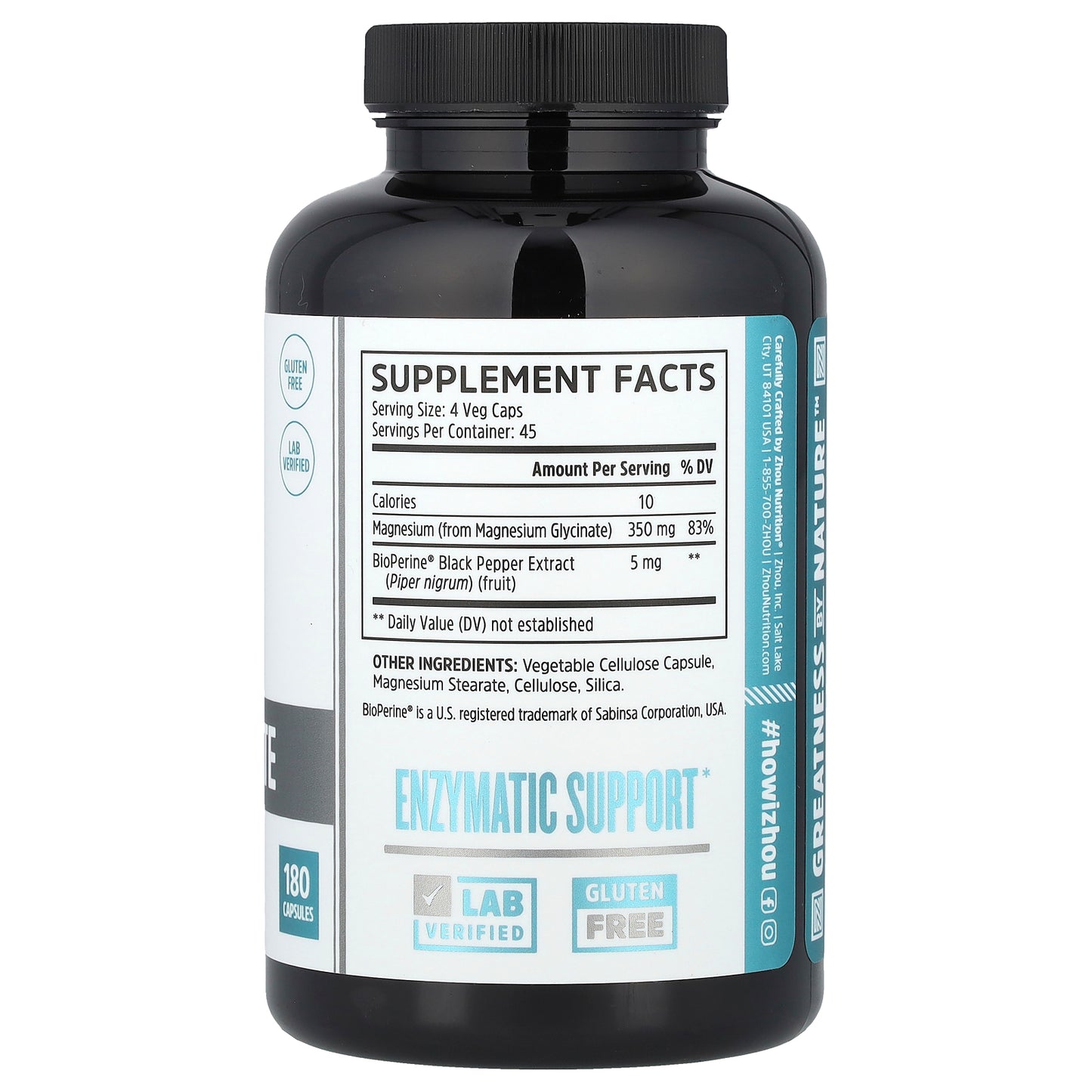 Zhou Nutrition, Mag Glycinate, 180 Capsules