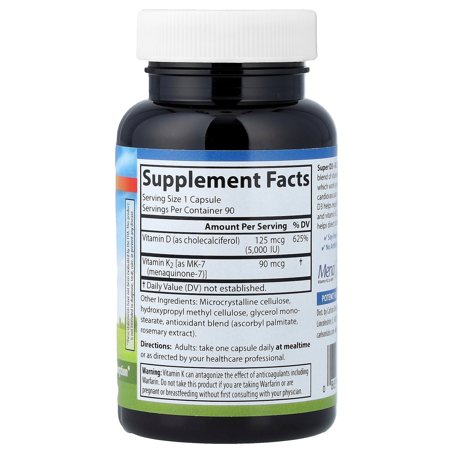 Carlson, Super D3 + K2, 90 Vegetarian Capsules