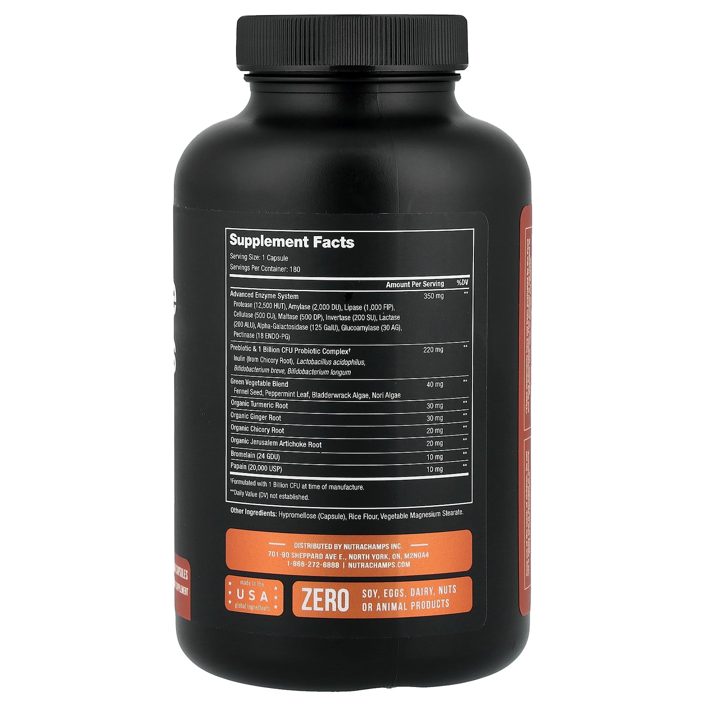 NutraChamps, Digestive Enzymes with Prebiotics & Probiotics, 180 Vegan Capsules