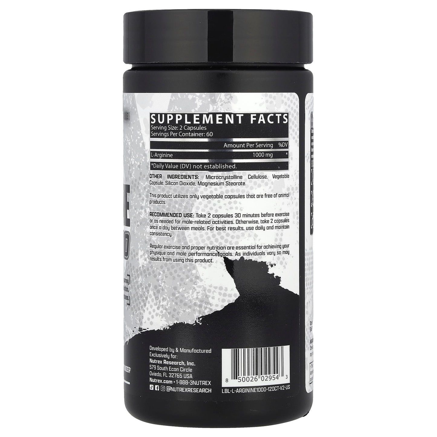 Nutrex Research, L-Arginine 1000, 120 Capsules (500 mg per Capsule)