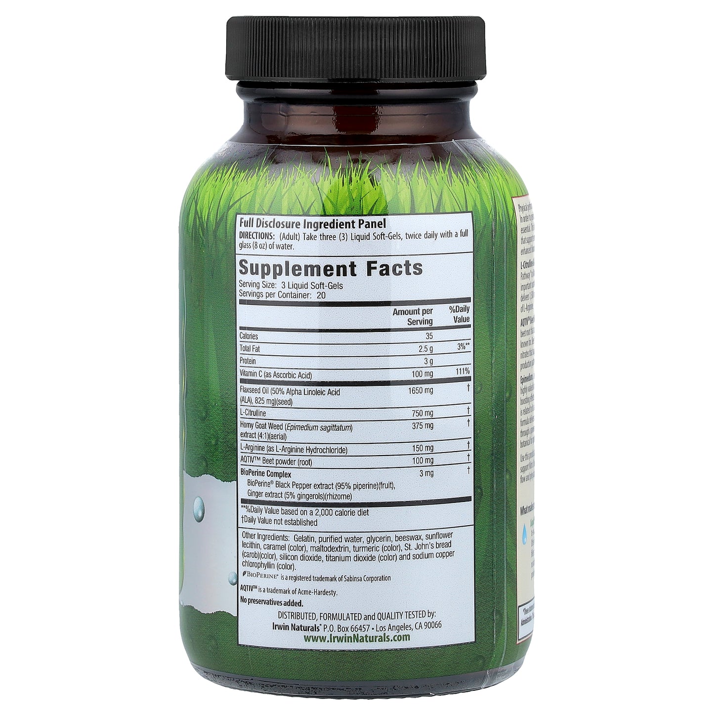 Irwin Naturals, L-Citrulline + L-Arginine, Booster for Men, 60 Liquid Soft-Gels