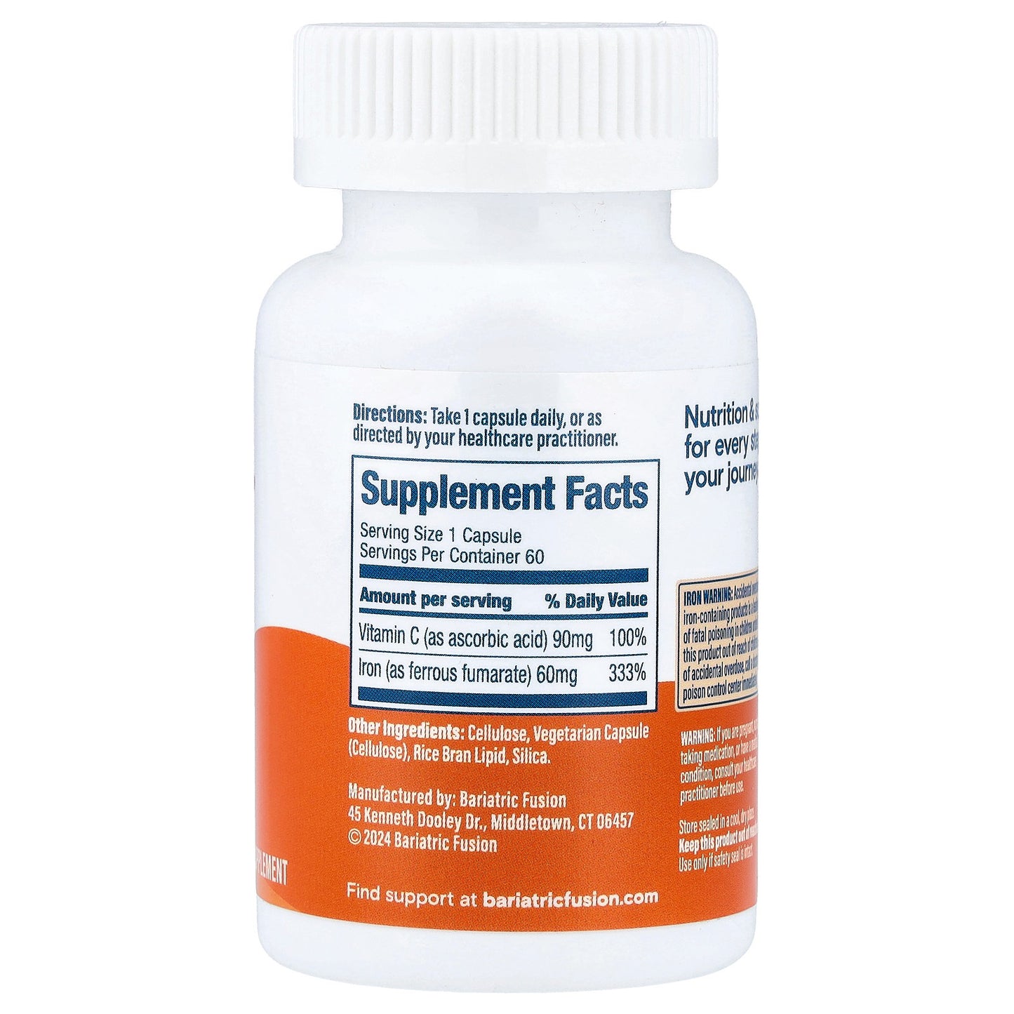 Bariatric Fusion, Iron + Vitamin C, 60 Capsules