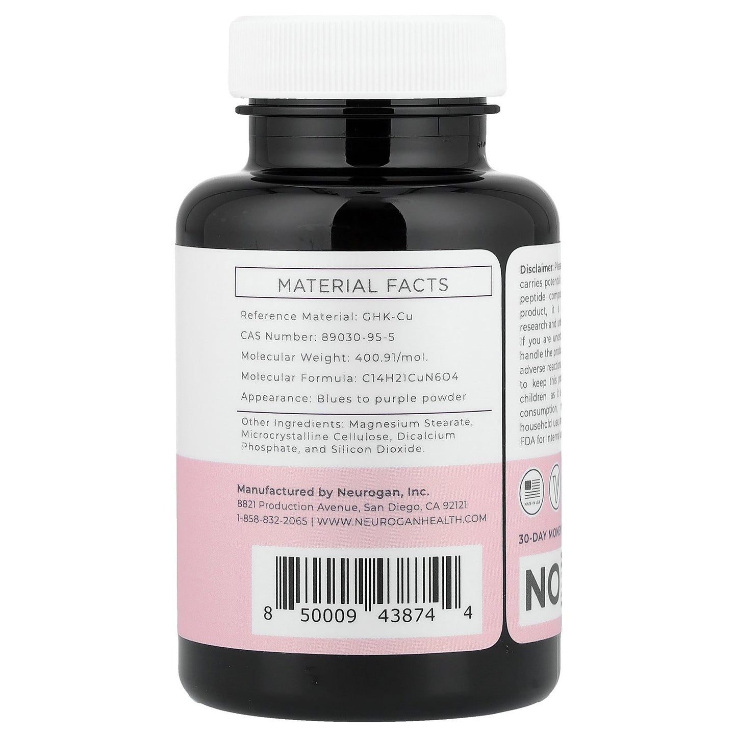 Neurogan Health, Copper Peptide GHK-CU, 120 mcg, 60 Tablets