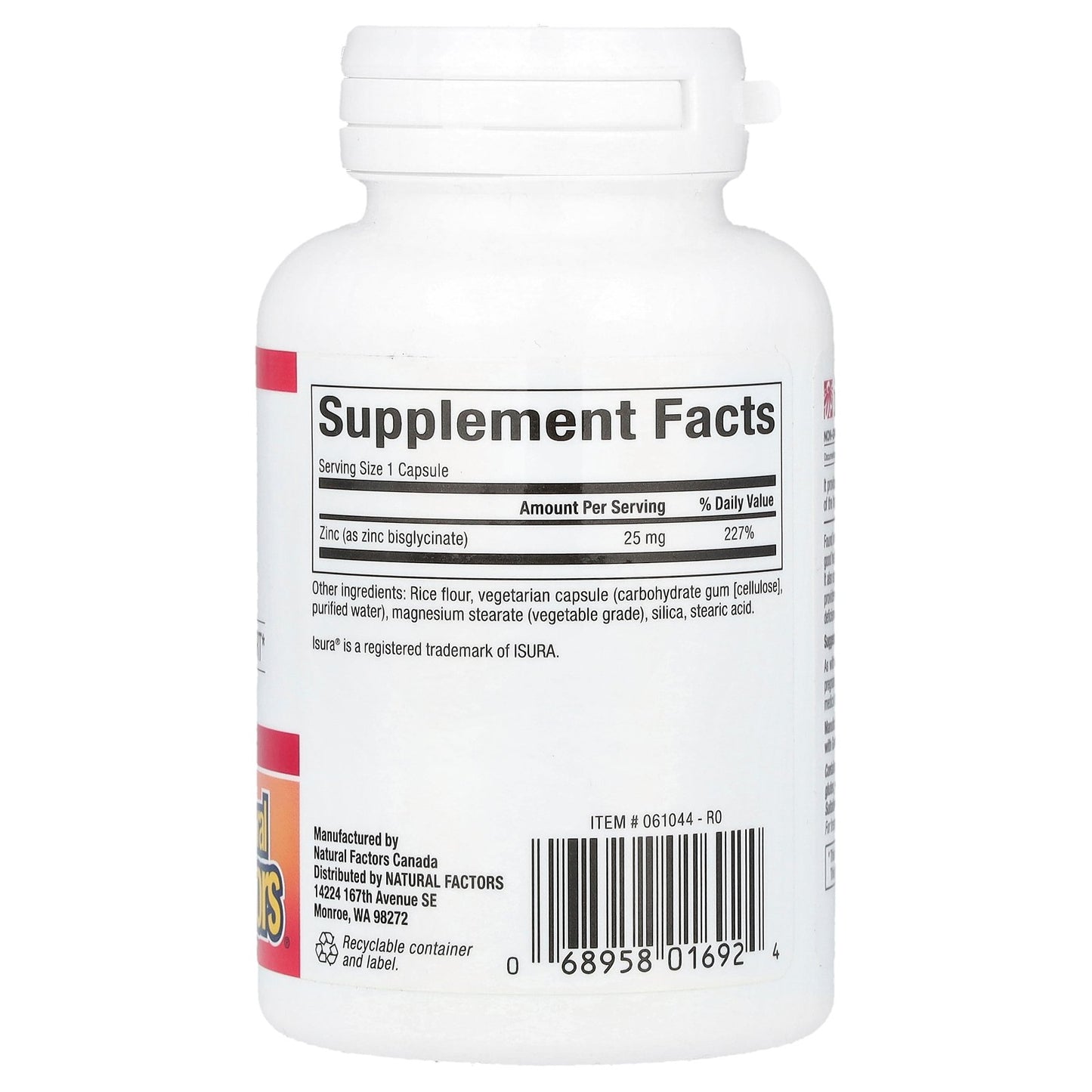 Natural Factors, Zinc Bisglycinate, 25 mg , 60 Vegetarian Capsules