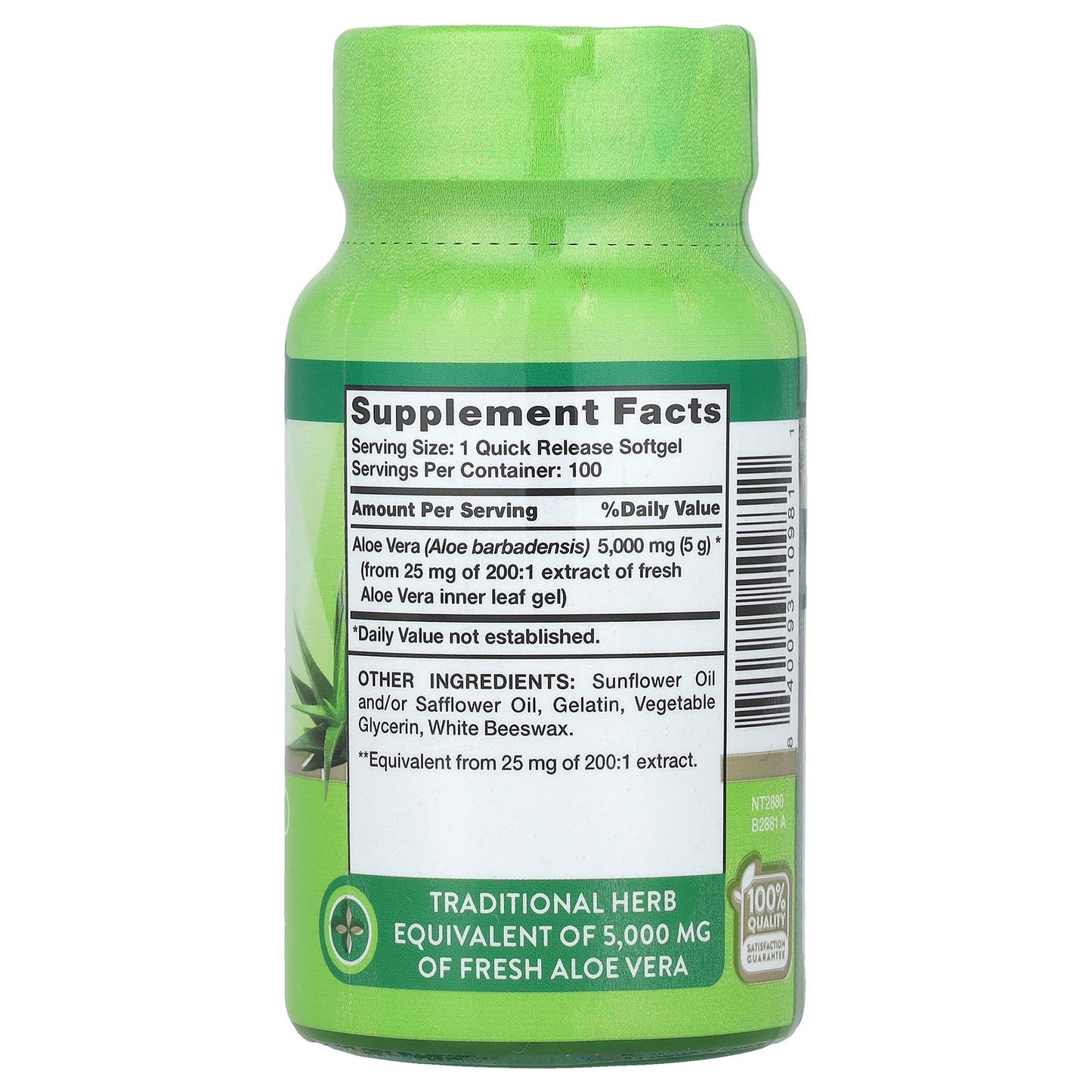 Nature's Truth, Aloe Vera, 5,000 mg, 100 Quick Release Softgels