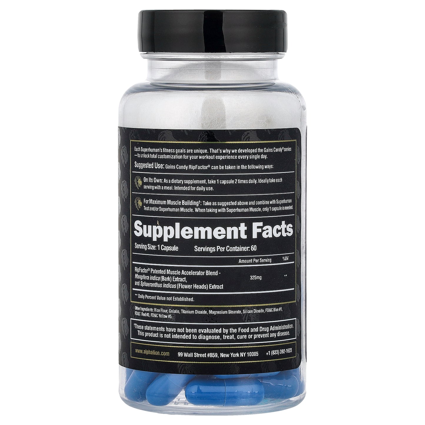 ALPHA LION, Gains Candy, RipFactor®, 60 Capsules (325 mg per Capsule)