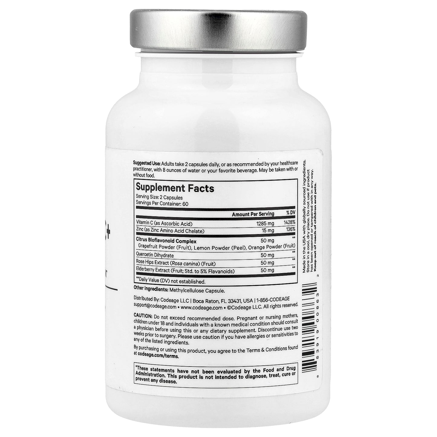 Codeage, Amen, Vitamin C+, Immune Health, Antioxidant, 120 Vegetable Capsules