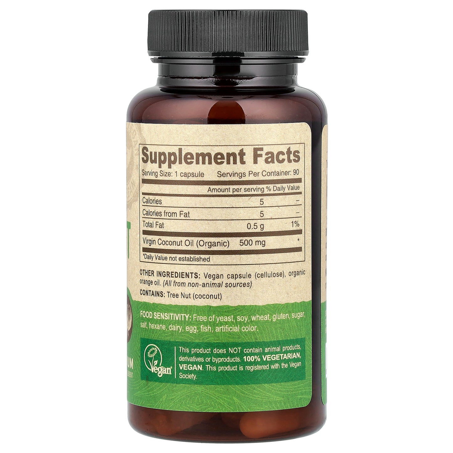 Deva, Vegan Coconut Oil, Cold-Pressed, 90 Vegan Caps (500 mg per Capsule)