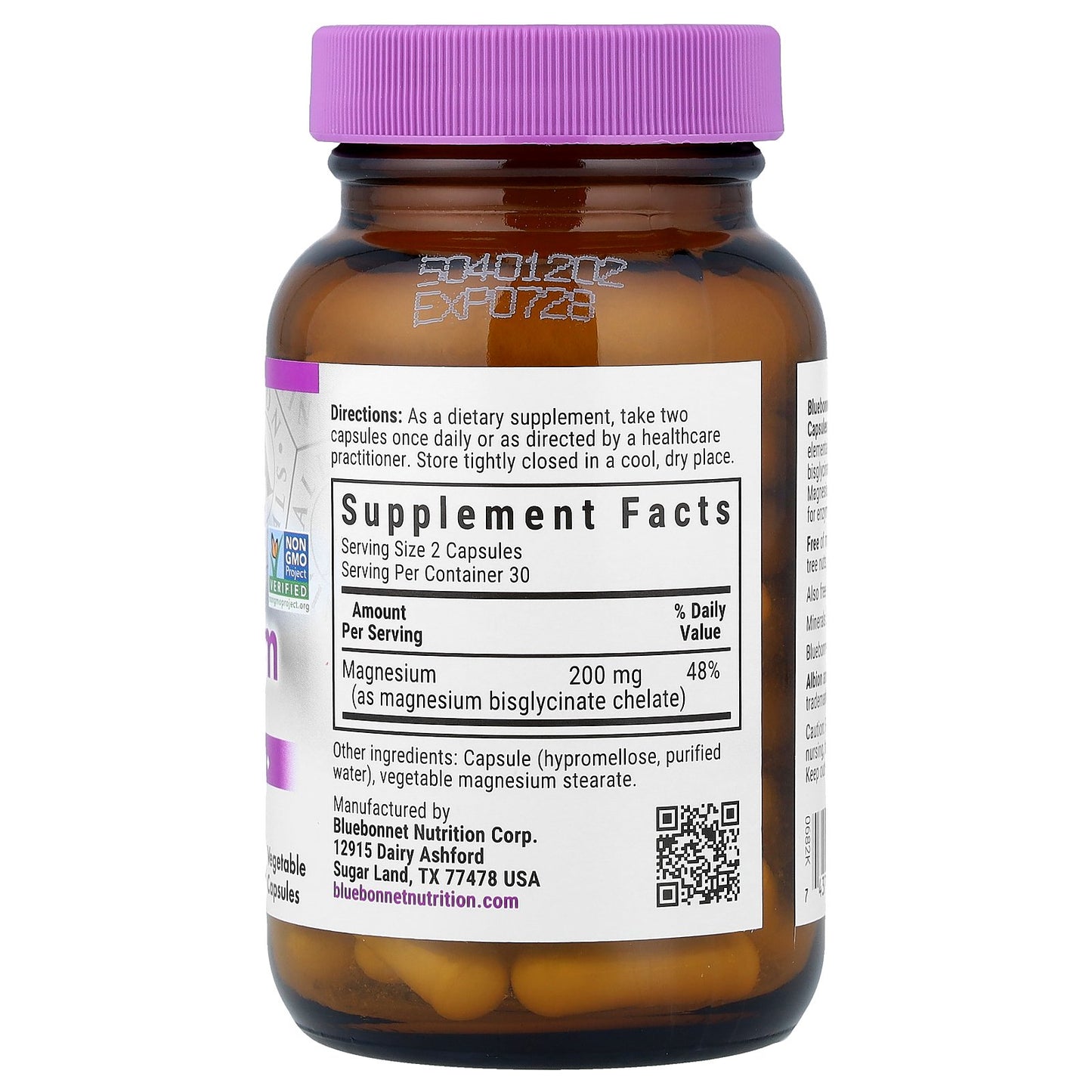 Bluebonnet Nutrition, Chelated Magnesium, 60 Vegetable Capsules (100 mg per Capsule)