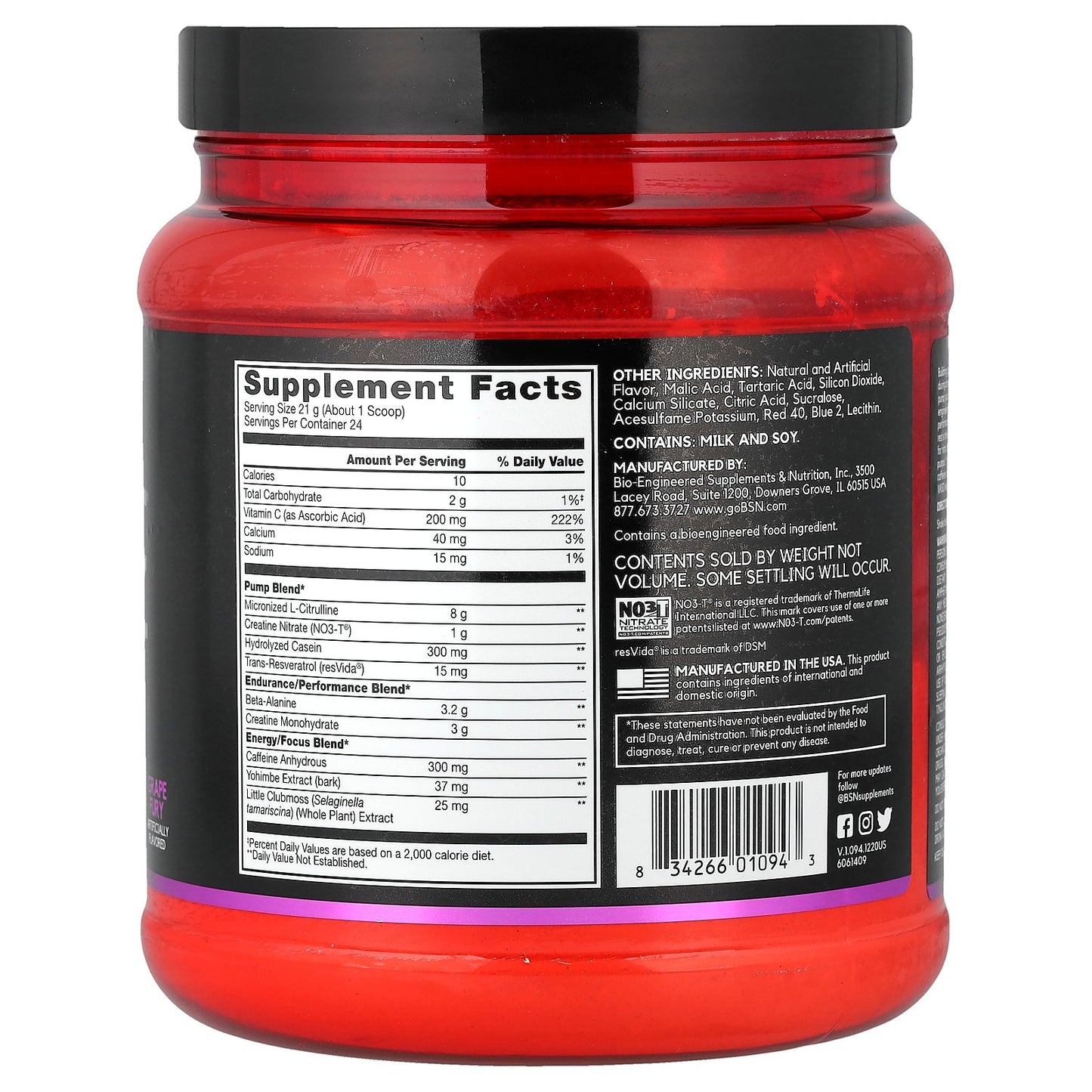 BSN, No-Xplode® VASO, Ultimate Pump Pre-Workout, Grape Fury, 1.11 lb (504 g)