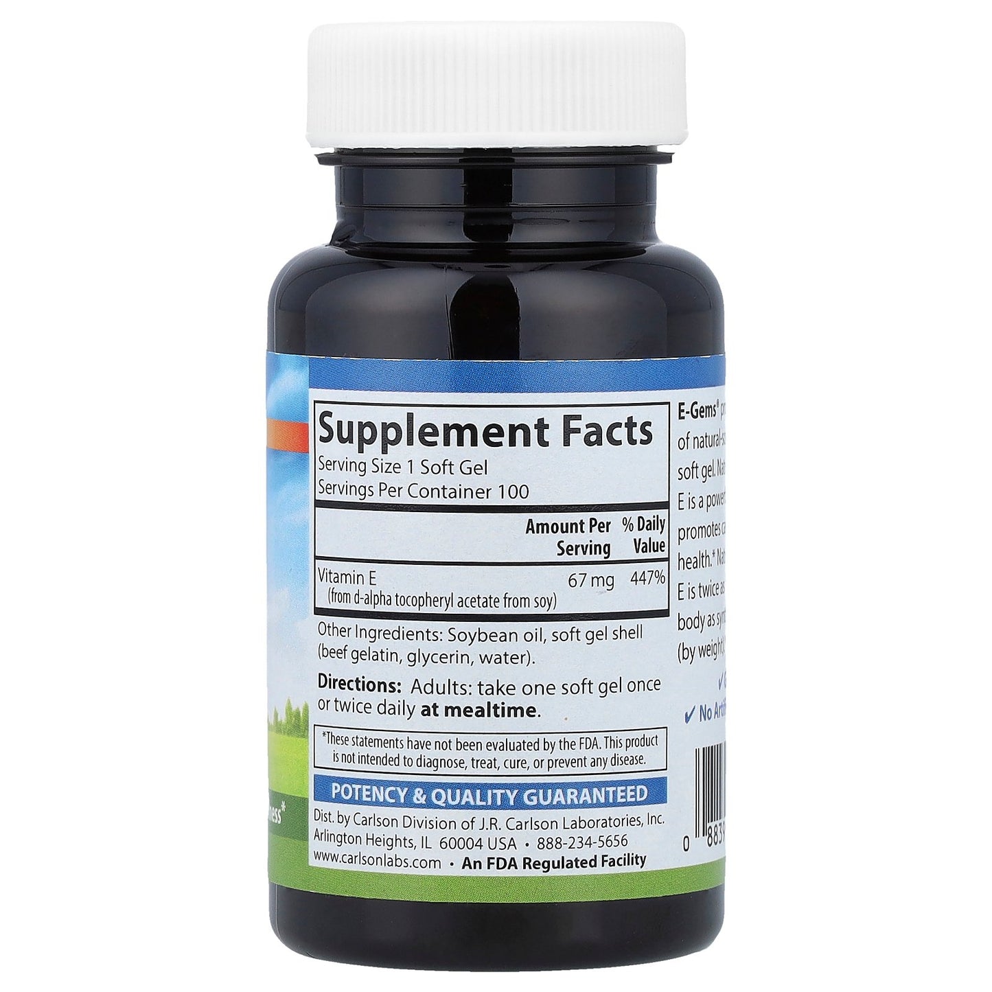 Carlson, E-Gems®, 67 mg (100 IU), 100 Soft Gels