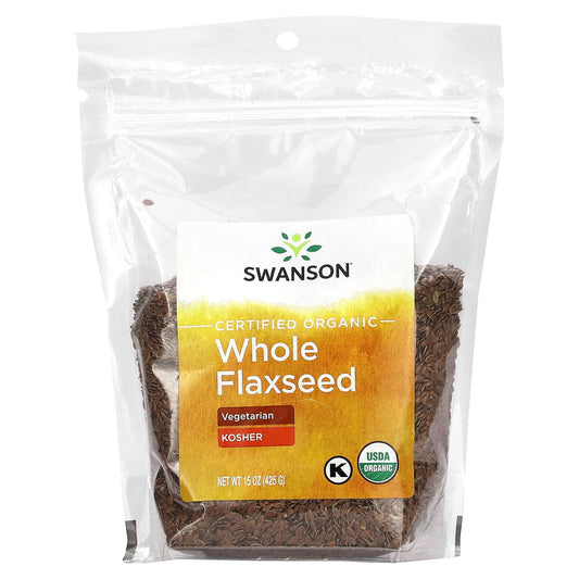 Swanson, Certified Organic Whole Flaxseed, 15 oz (425 g)