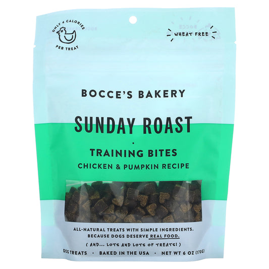 Bocce's Bakery, Sunday Roast, Training Bites, For Dogs, Chicken & Pumpkin Recipe, 6 oz (170 g)
