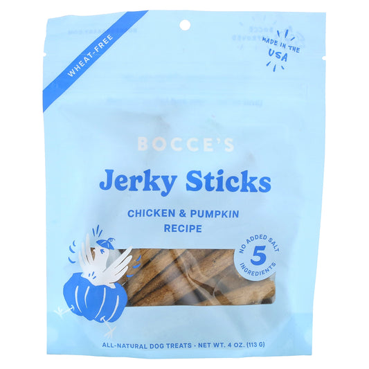 Bocce's Bakery, Jerky Sticks, Chicken & Pumpkin Recipe, 4 oz (113 g)