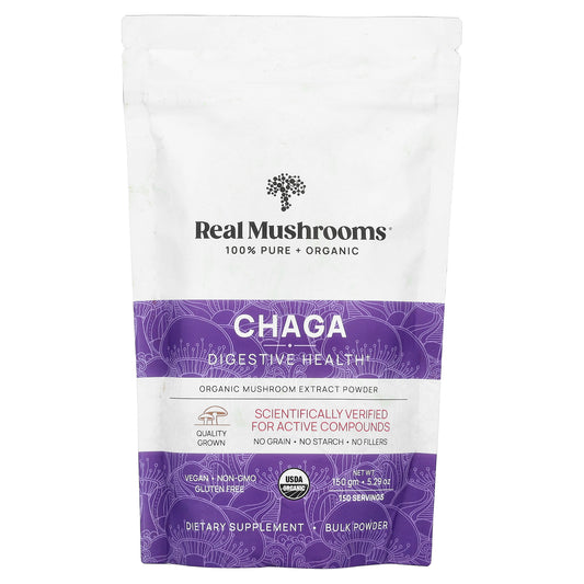 Real Mushrooms, Chaga, Organic Mushroom Extract Powder, 5.29 oz (150 gm)