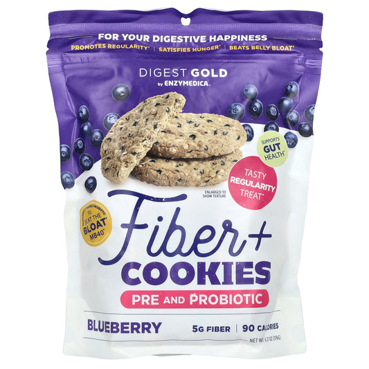 Enzymedica, Fiber + Cookies, Pre and Probiotic, Blueberry, 6.21 oz (176 g)