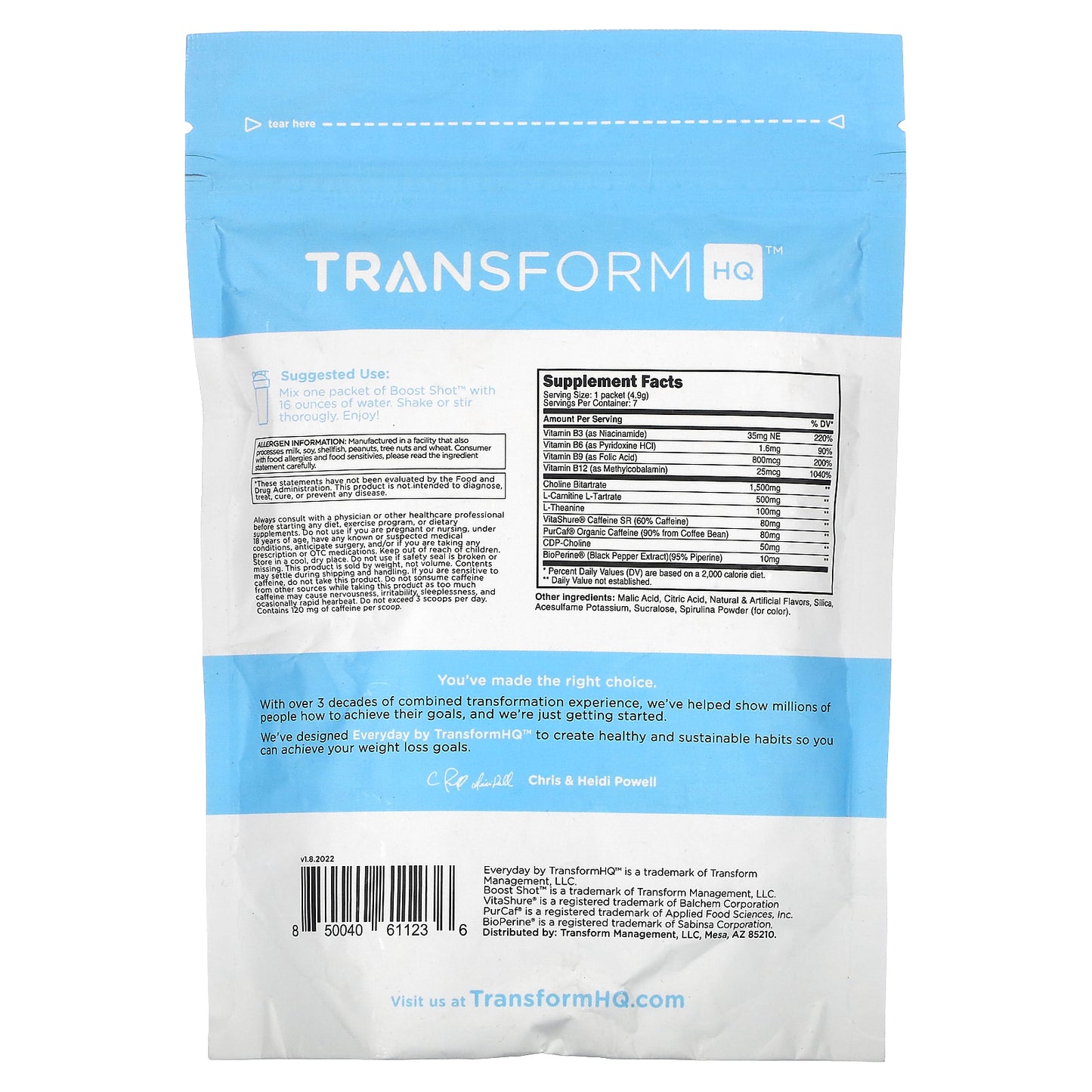 TransformHQ, Everyday, Boost Shot, Blue Raspberry, 1.2 oz (34.3 g)