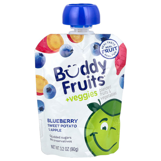 Buddy Fruits, Blended Fruits & Vegetables, Blueberry, Sweet Potato, & Apple, 3.2 oz (90 g)