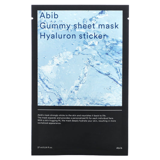 Abib, Gummy Beauty Sheet Mask, Hyaluron Sticker, 1 Sheet Mask, 0.91 fl oz (27 ml)