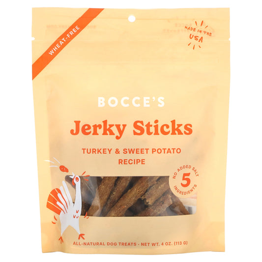 Bocce's Bakery, Jerky Sticks, For Dogs, Turkey & Sweet Potato Recipe, 4 oz (113 g)