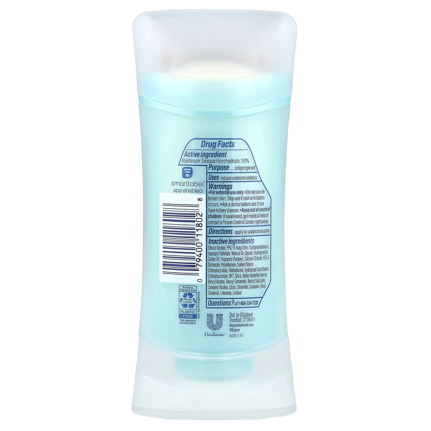 Degree, Advanced, 72H Body Heat Activated™, Antiperspirant Deodorant, Shower Clean, 2.6 oz (74 g)