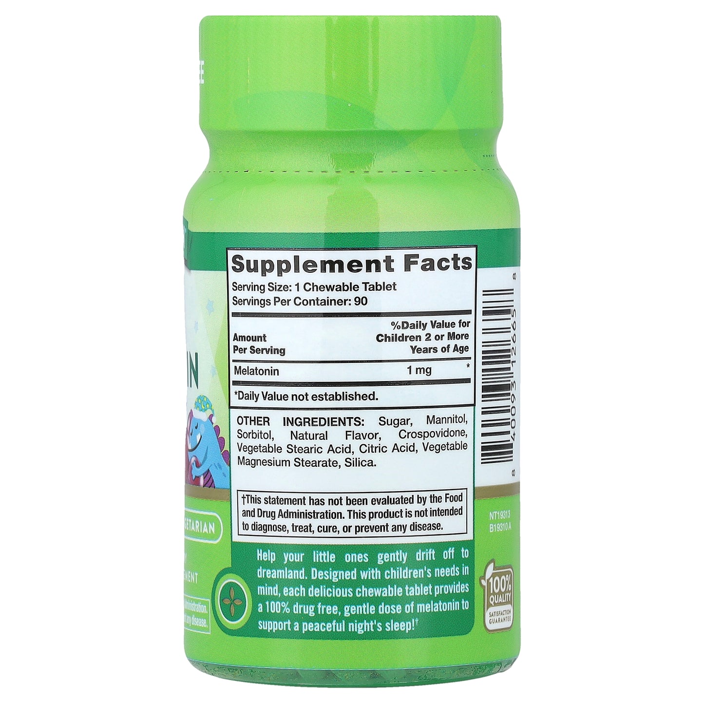 Nature's Truth, Just 4 Kidz, Sleep Melatonin, Delicious Grape, 1 mg, 90 Chewable Tablets