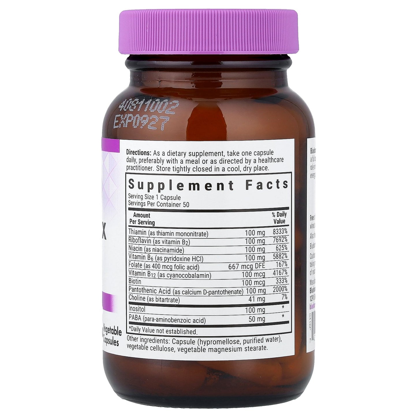 Bluebonnet Nutrition, B-Complex 100, 50 Vegetable Capsules