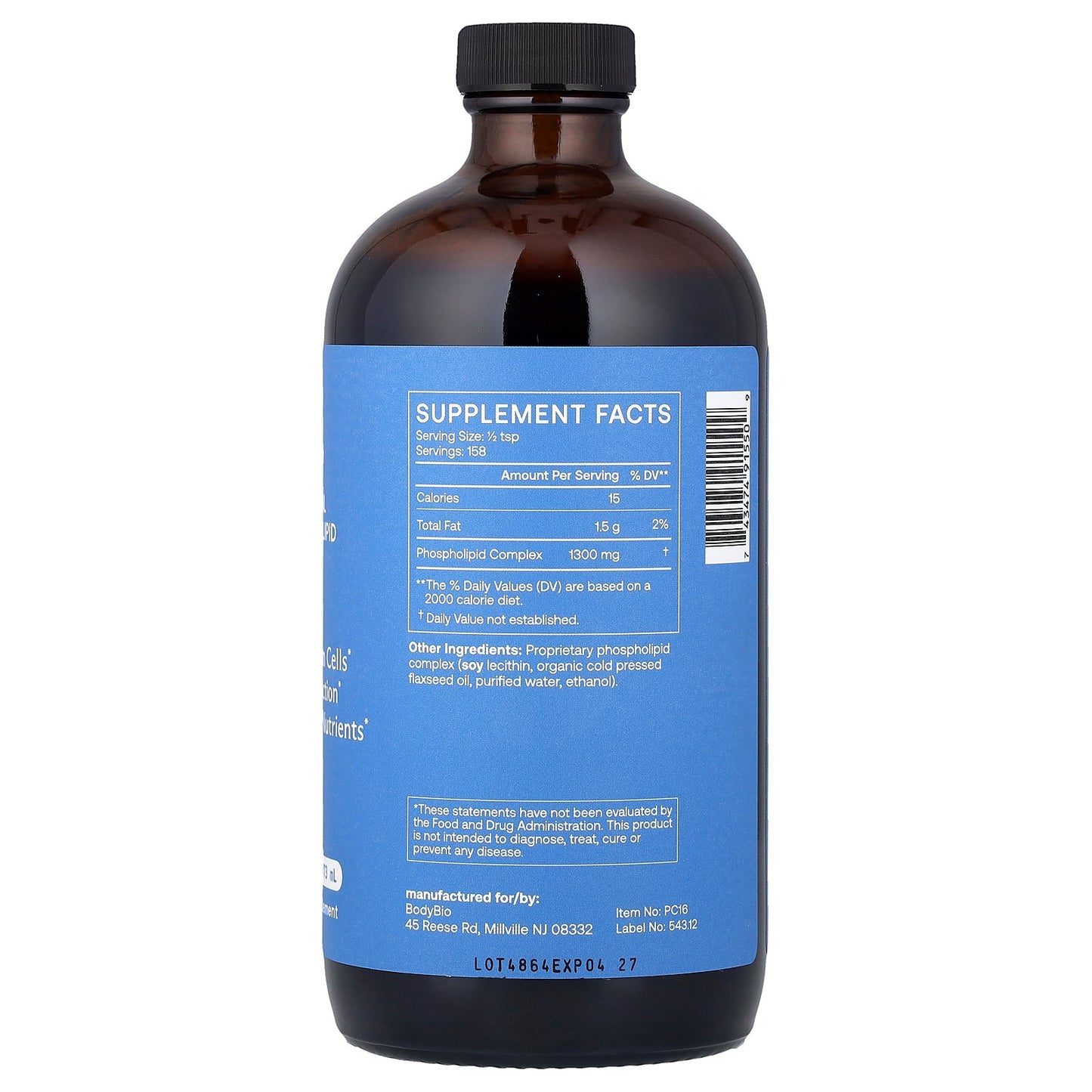 BodyBio, PC, Liposomal Phospholipid Complex, 16 fl oz (473 ml)