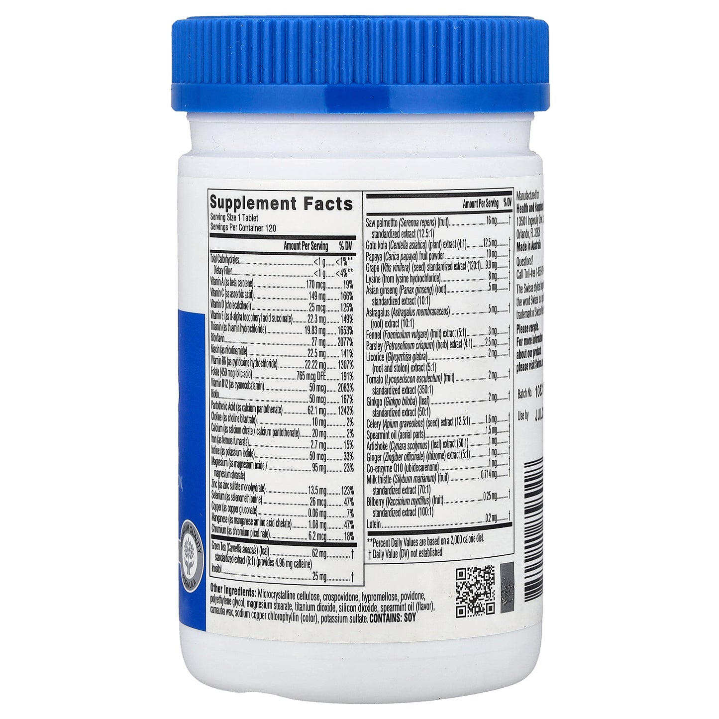 Swisse, Ultivite®, Men's Multivitamin, 120 Tablets