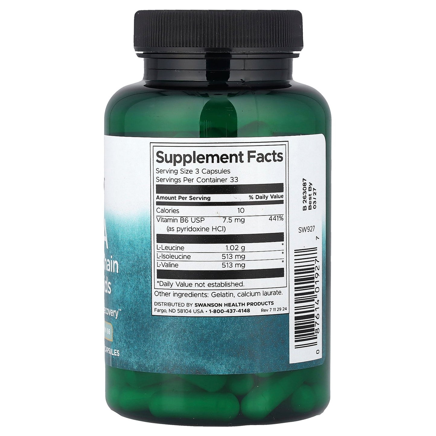 Swanson, BCAA, 100 Capsules