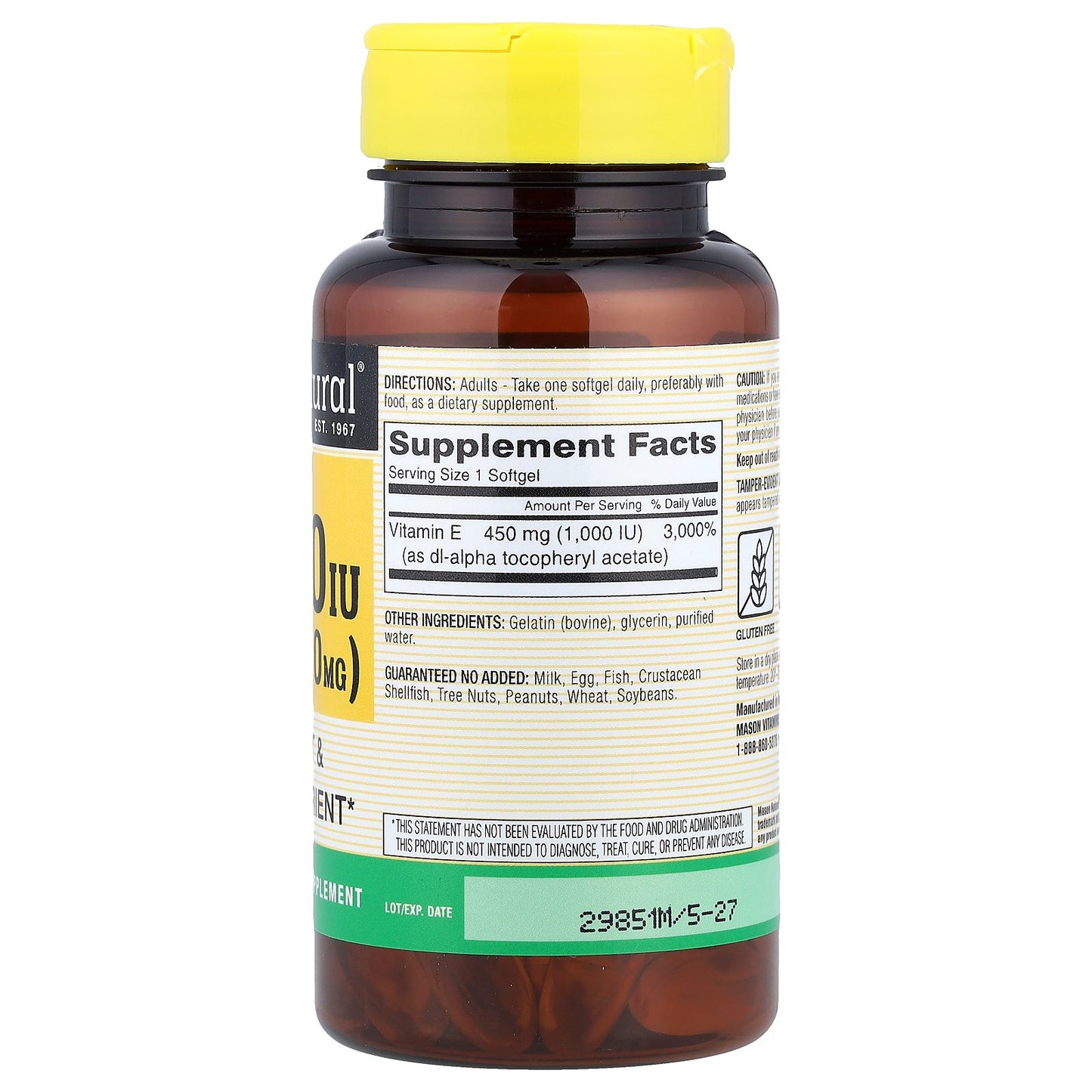 Mason Natural, Vitamin E, 450 mg (1,000 IU), 50 Softgels