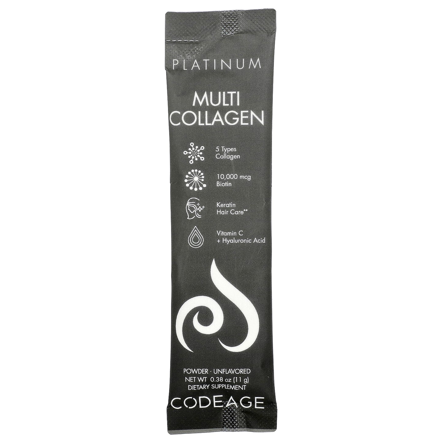 Codeage, Multi Collagen Peptides, Platinum, Unflavored, 30 Packets, 0.38 oz (11 g) Each