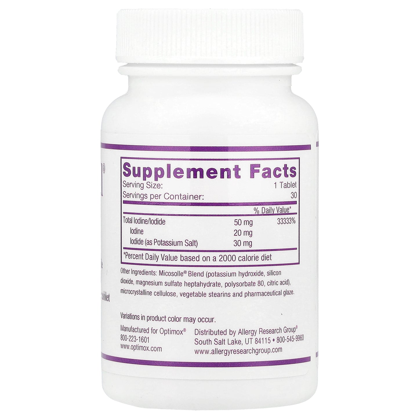 Optimox, Iodoral®, IOD-50, 50 mg, 30 Scored Tablets