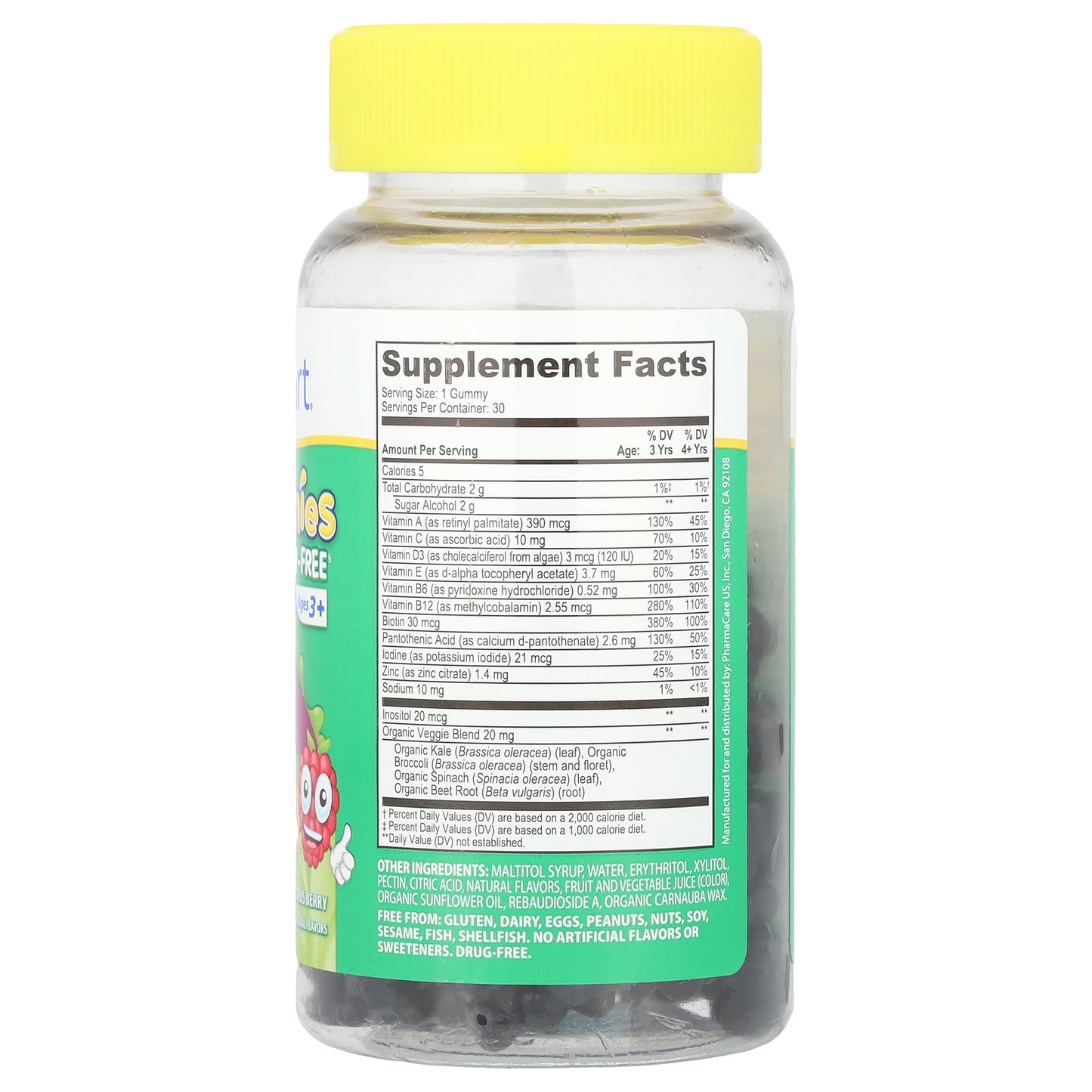 Kids Smart® Vita Gummies, Picky Eaters' Multi-Vitamin + 4 Veggies, Ages 3+, Citrus Berry, 30 Gummies