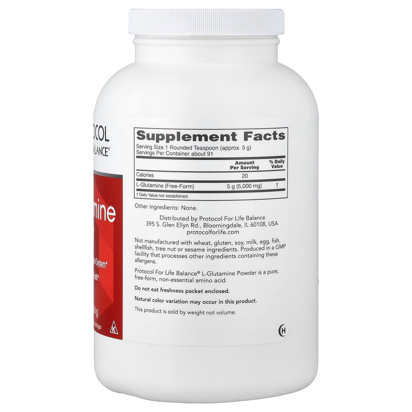 Protocol for Life Balance, L-Glutamine Pure Powder, 1 lb (454 g)