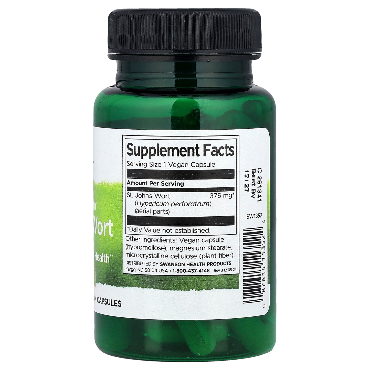 Swanson, Full Spectrum® St. John's Wort, 375 mg, 60 Vegan Capsules