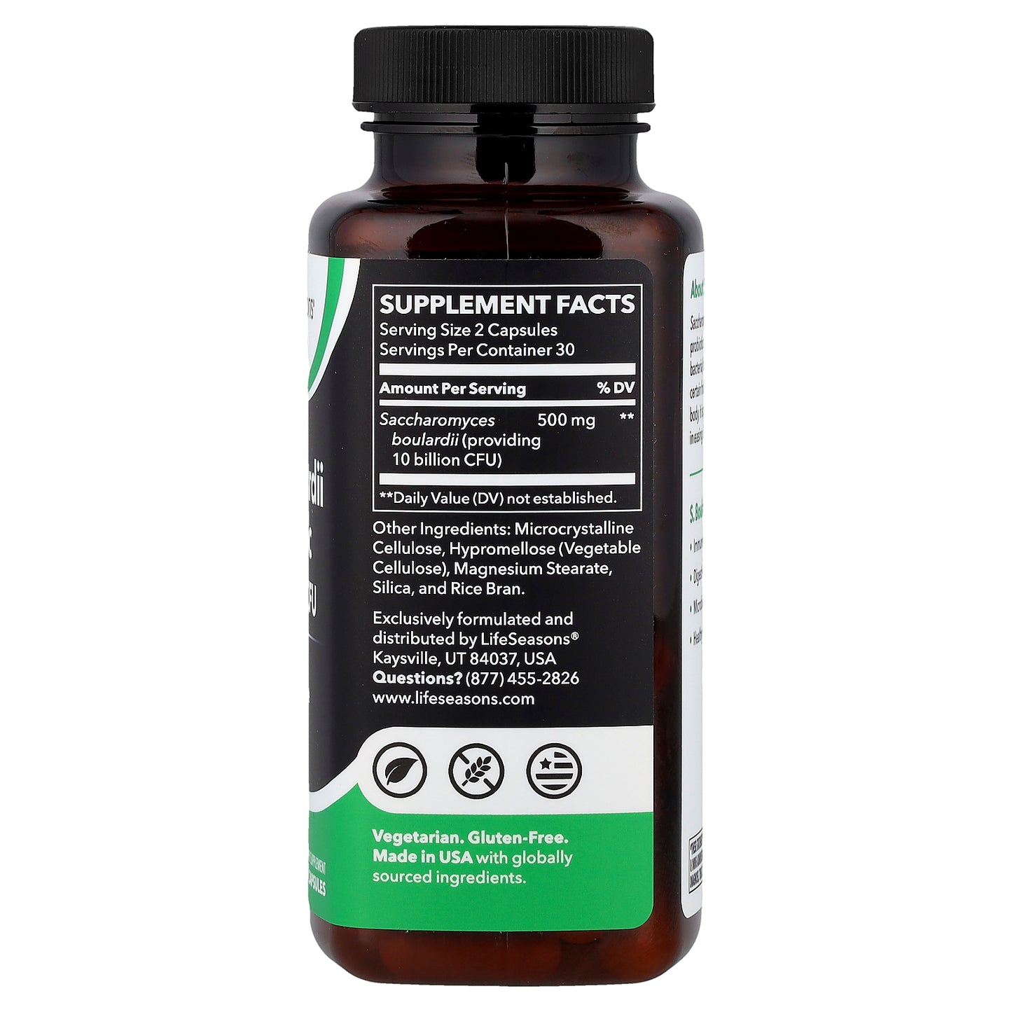 LifeSeasons, S. Boulardii Prodiotic, 60 Veg Capsules (250 mg per Capsule)