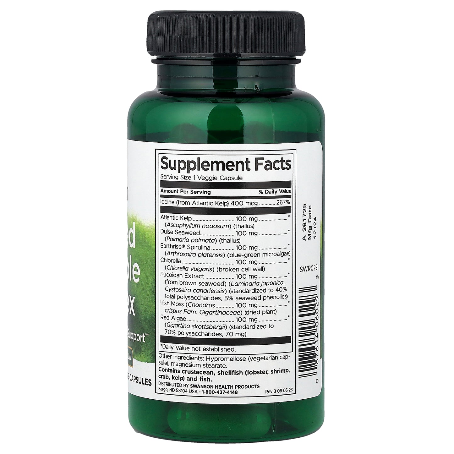 Swanson, Seaweed Vegetable Complex, 60 Veggie Capsules