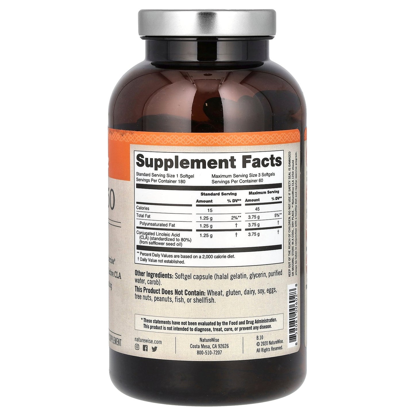 NatureWise, CLA 1250, 180 Softgels