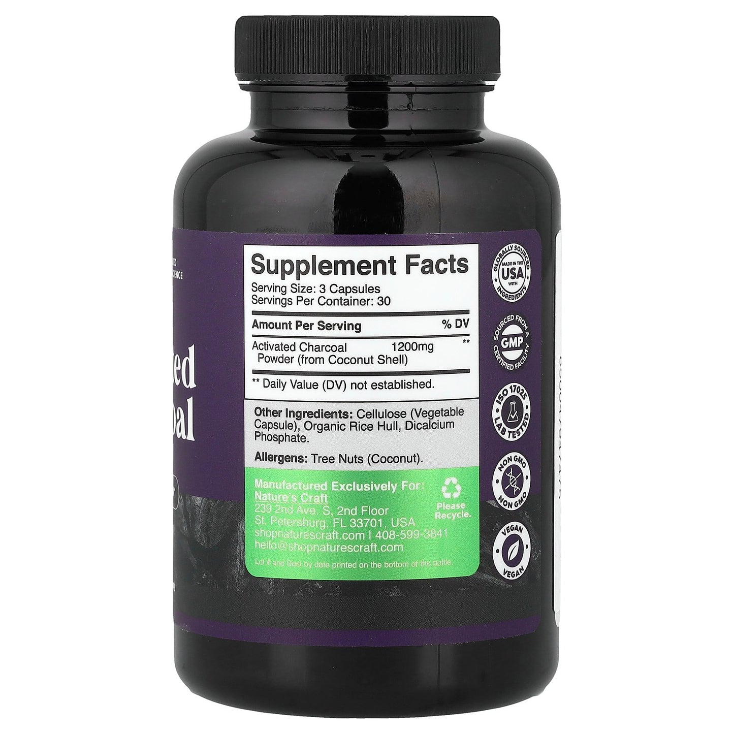 Nature's Craft, Activated Charcoal, 90 Capsules (400 mg per Capsule)